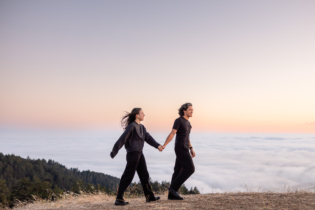 walking above a thick sea of fog and clouds