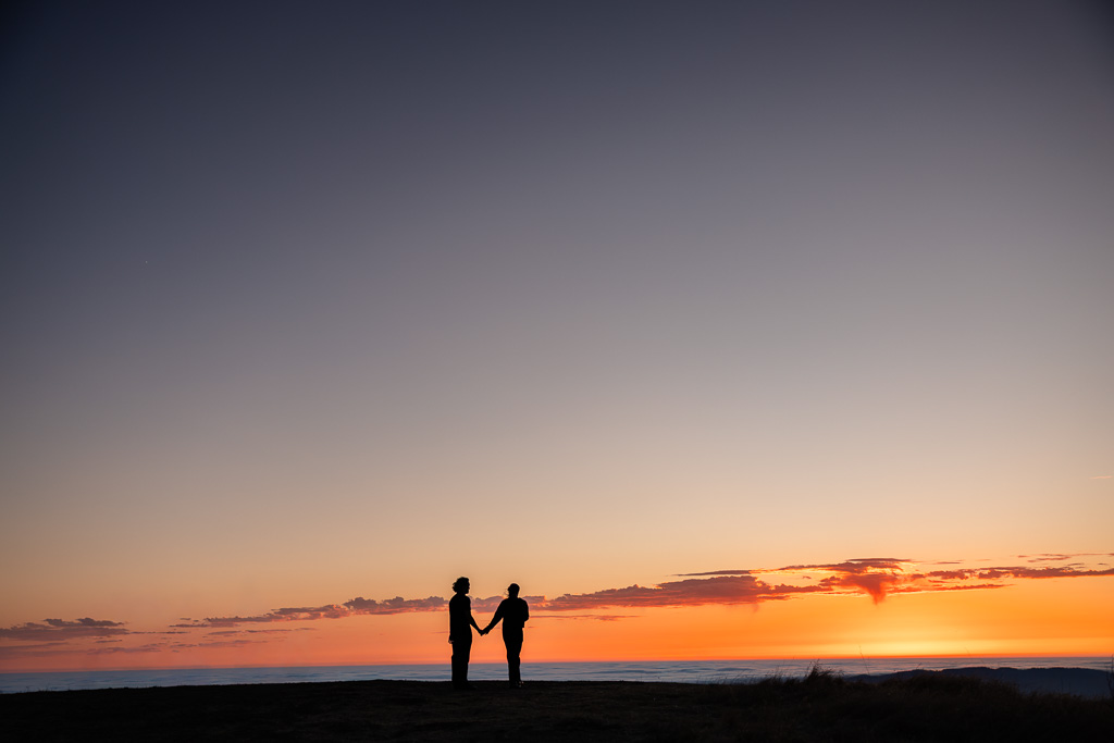sihouette photo of couple against dusk sky