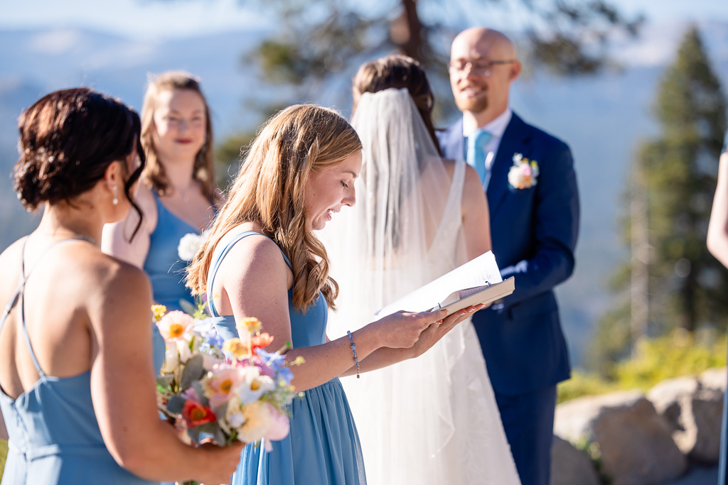 sister giving a reading during elopement