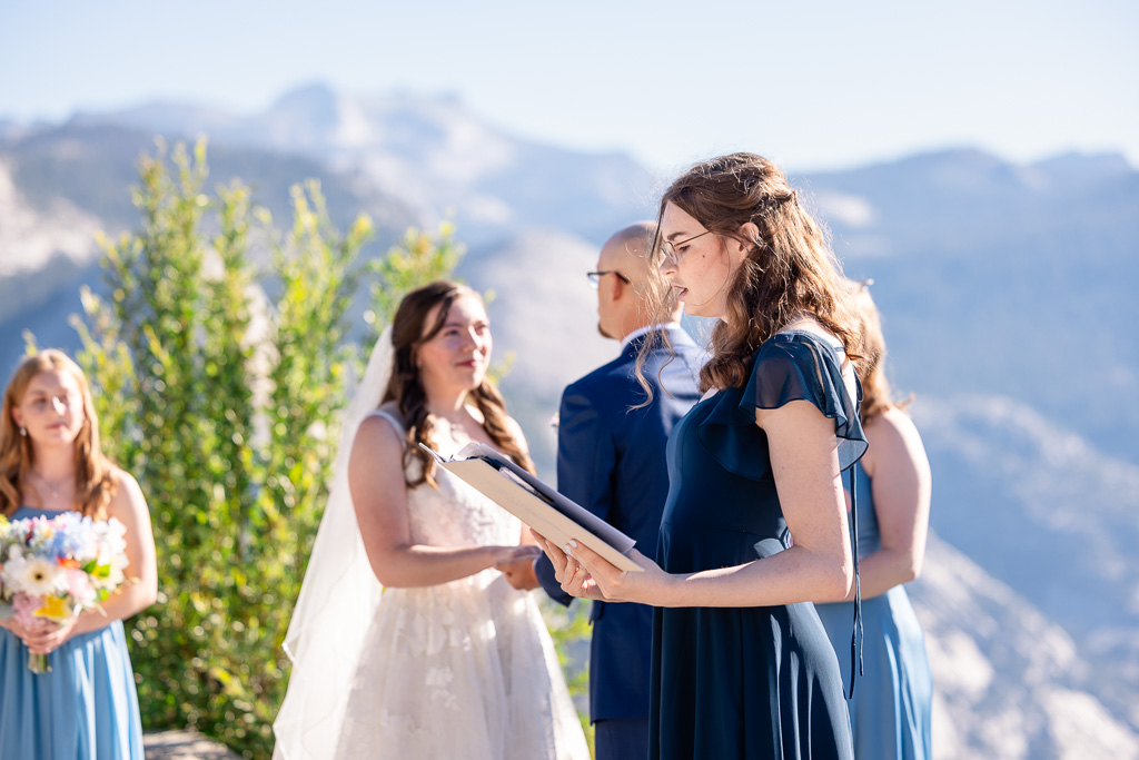 sister saying a few words during ceremony