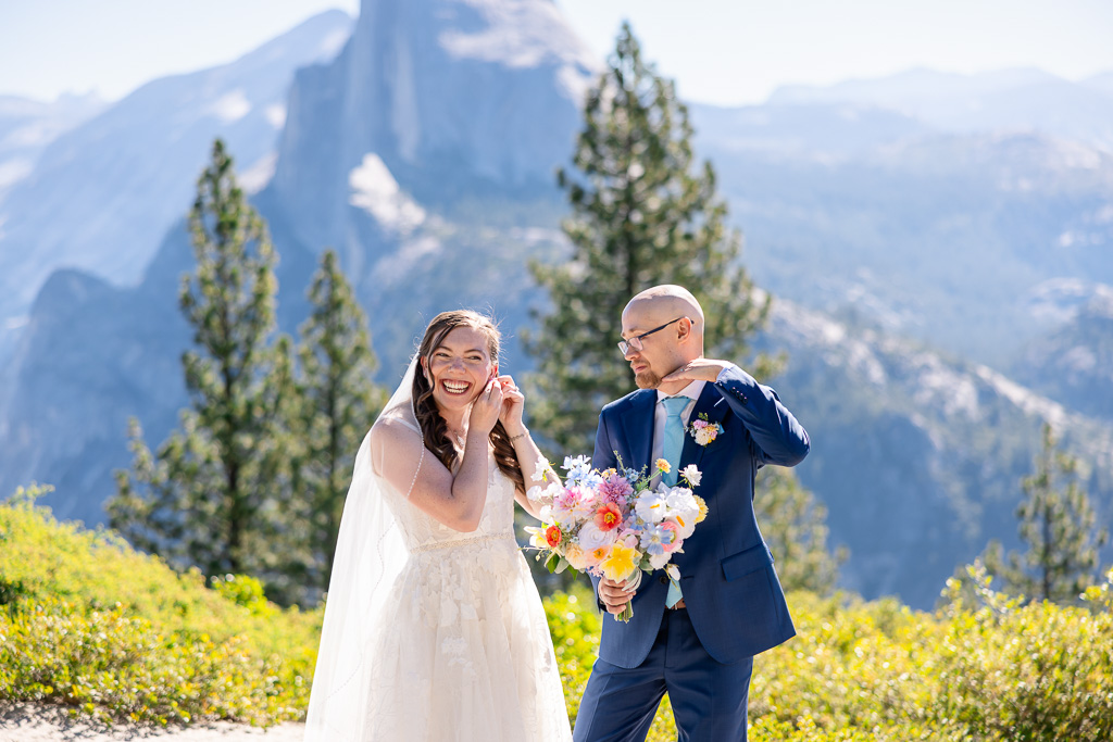 candid moment on wedding day
