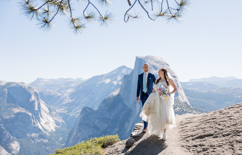 natural candid photography of bride and groom at Yosemite