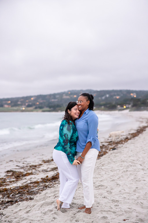 cute same-sex engagement photos at Carmel Beach