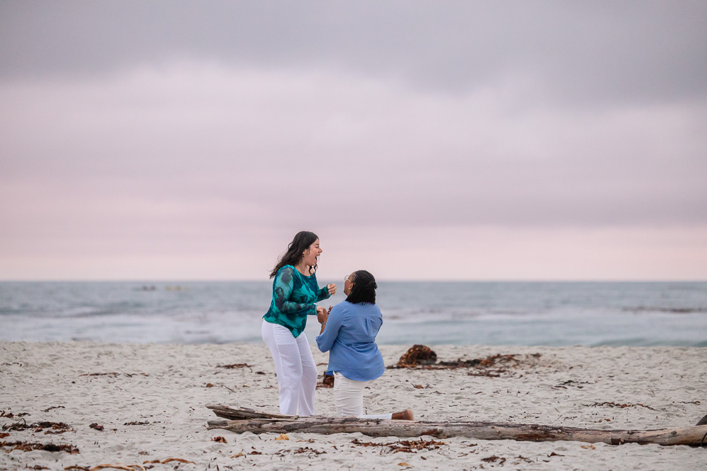 Carmel Beach surprise proposal at dusk