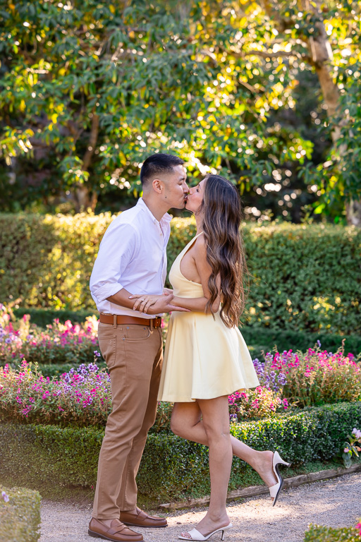 garden engagement photos in Woodside
