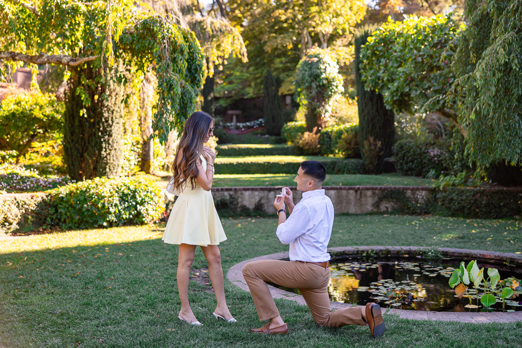 Filoli Gardens proposal at small circular pond