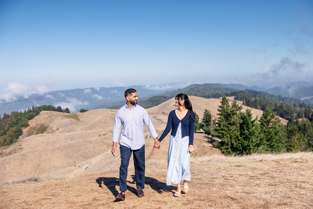 Mt Tam engagement photos in harsh direct sunlight