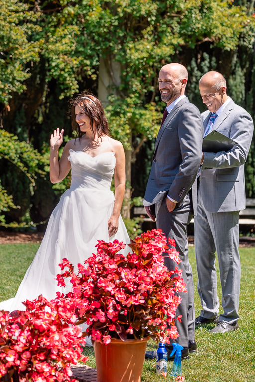 bride greeting some of her guests