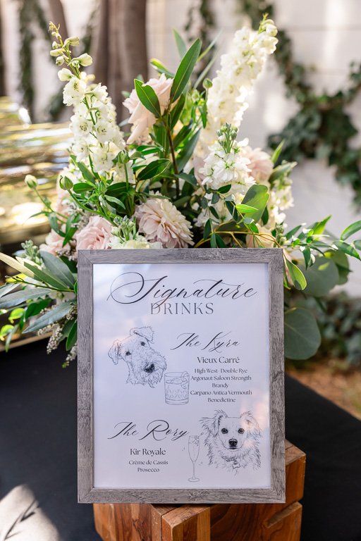 dog-themed wedding signature drink menu