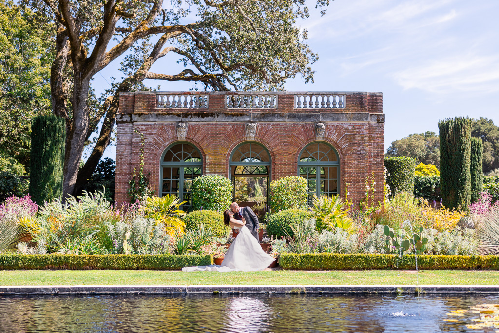 a dip and a kiss at the back of the Garden House