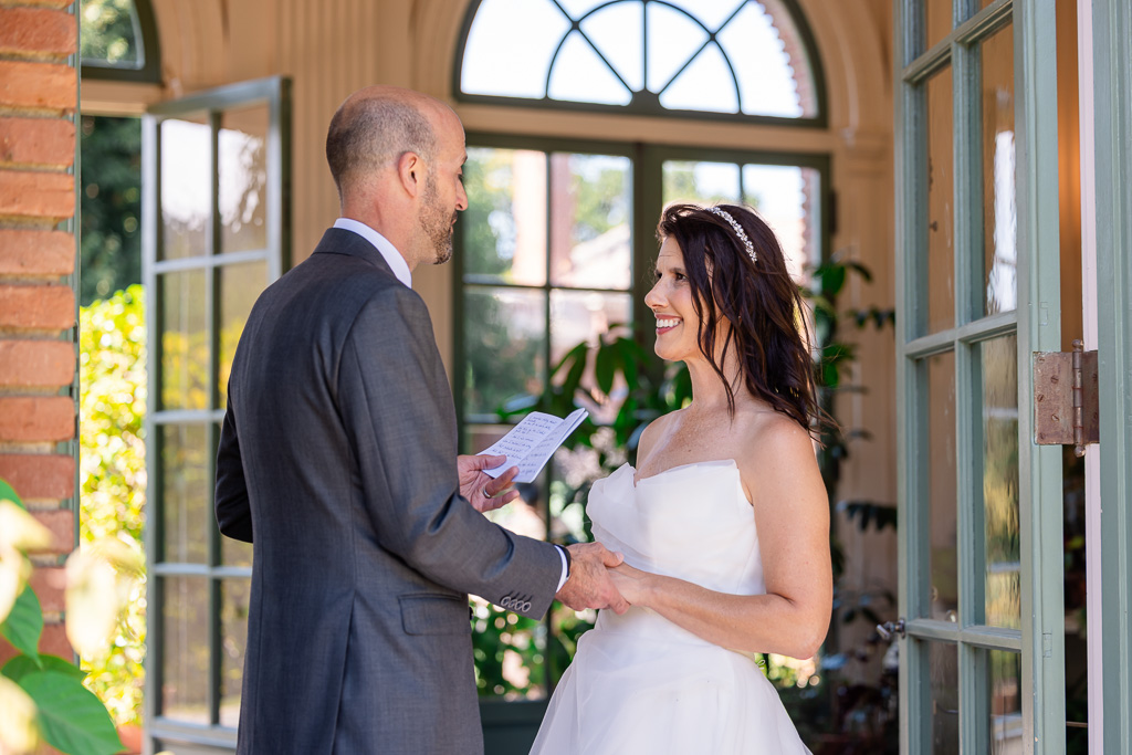 private vow exchange at Filoli’s tea house