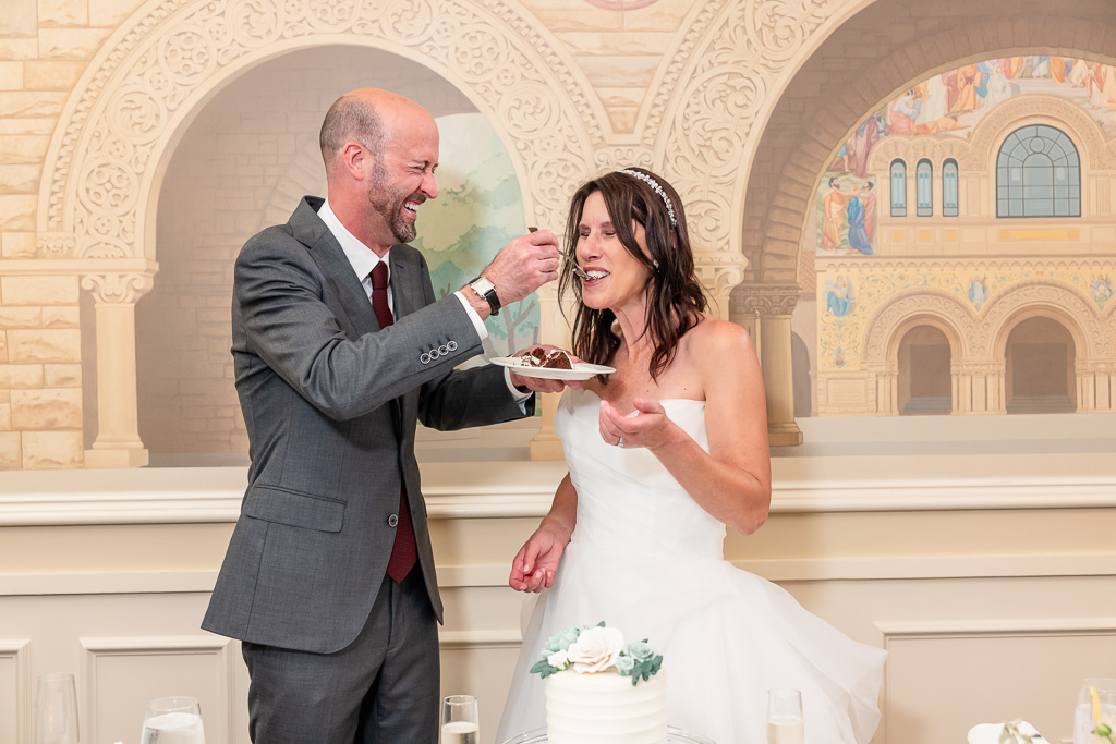 feeding cake after cutting it together