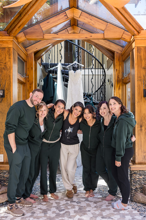 bride and her squad getting ready for wedding