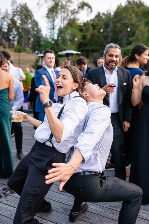 wedding guests dancing at the end of the night