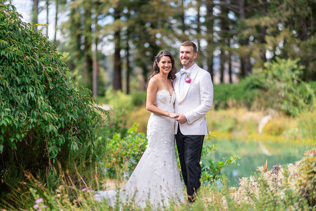 wedding photo at the Teravana pond