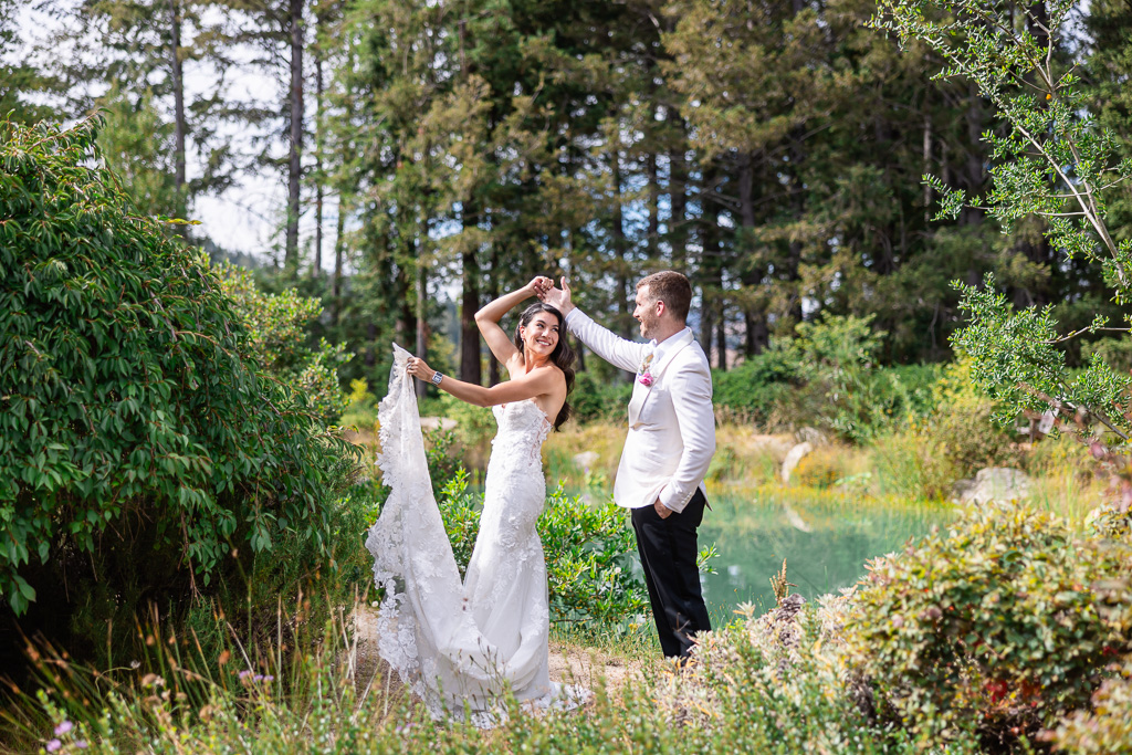 bride and groom sharing a dance alone