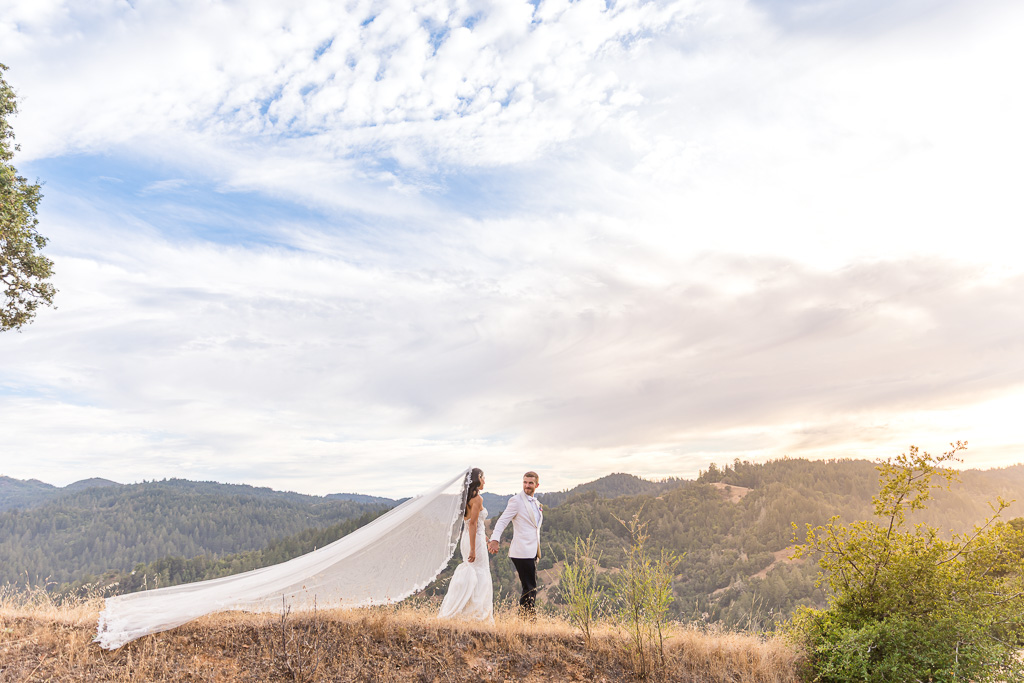 sunset wedding photos at Teravana in the mountains of Sonoma County