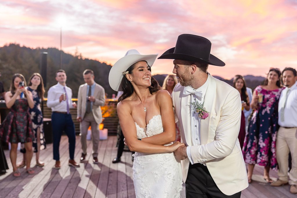 western country style bride and groom