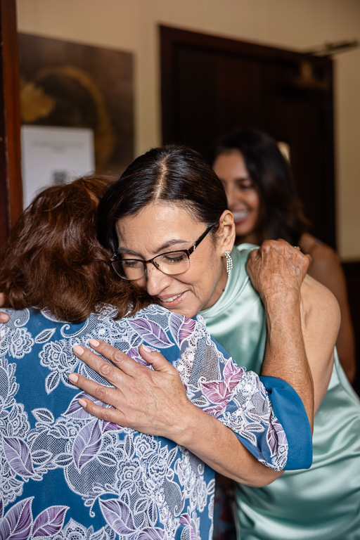 mother greeting guests