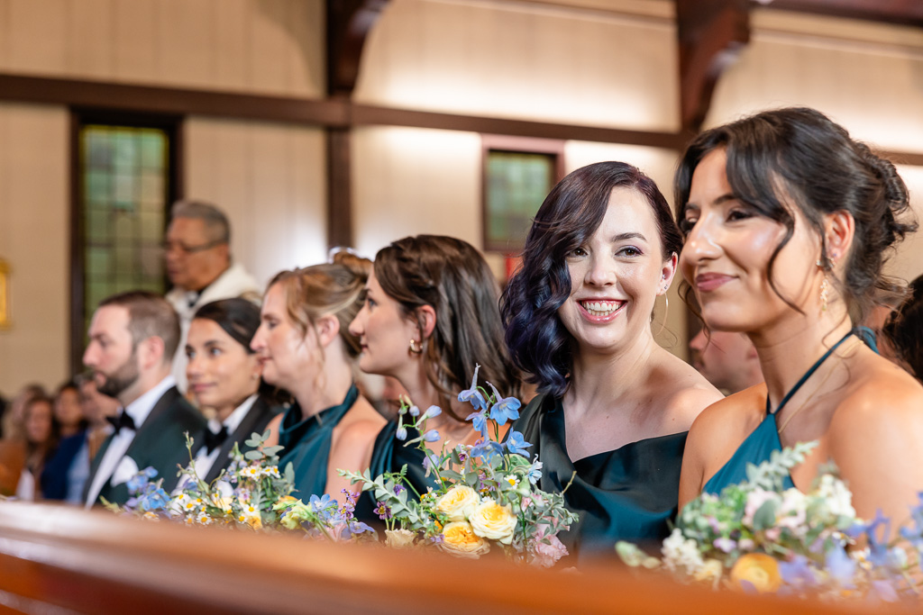 row of bridesmaids