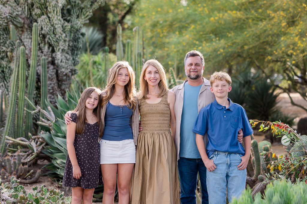 golden hour family photos at the Stanford Arizona Cactus Garden