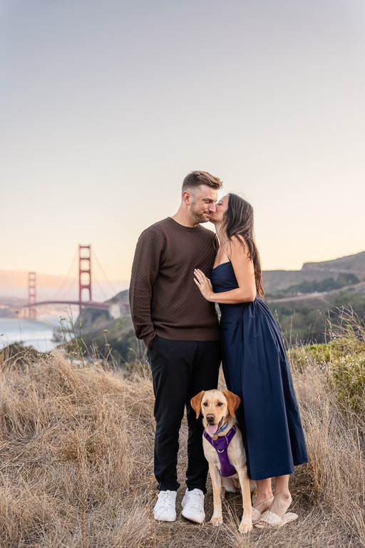 couple in front of the Golden Gate Bridge at a unique location