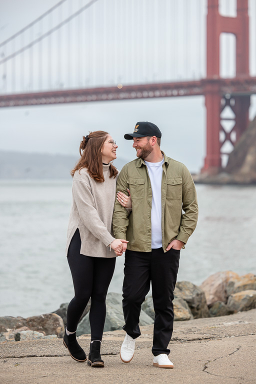 foggy engagement photos at the Golden Gate Bridge