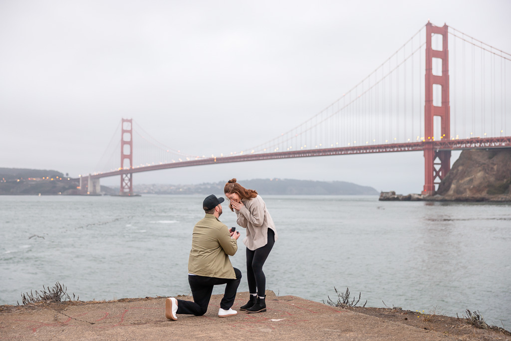 surprise proposal at “I Love You Spot” in Sausalito