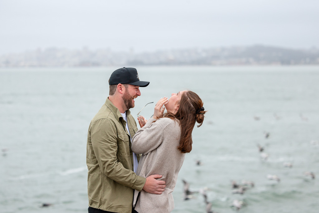 laughing surprise reaction to proposal