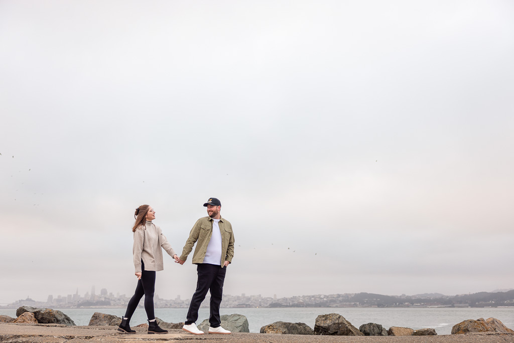 Cavallo Point cloudy day engagement photos