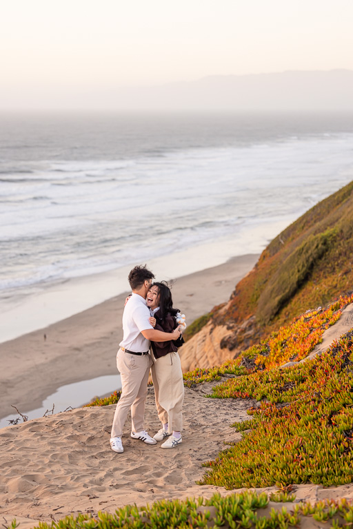 super happy and excited reaction to proposal after saying yes