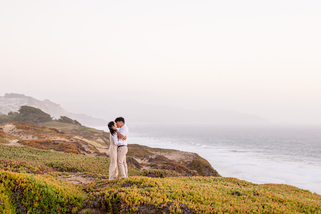 Fort Funston ocean bluffs engagement photos