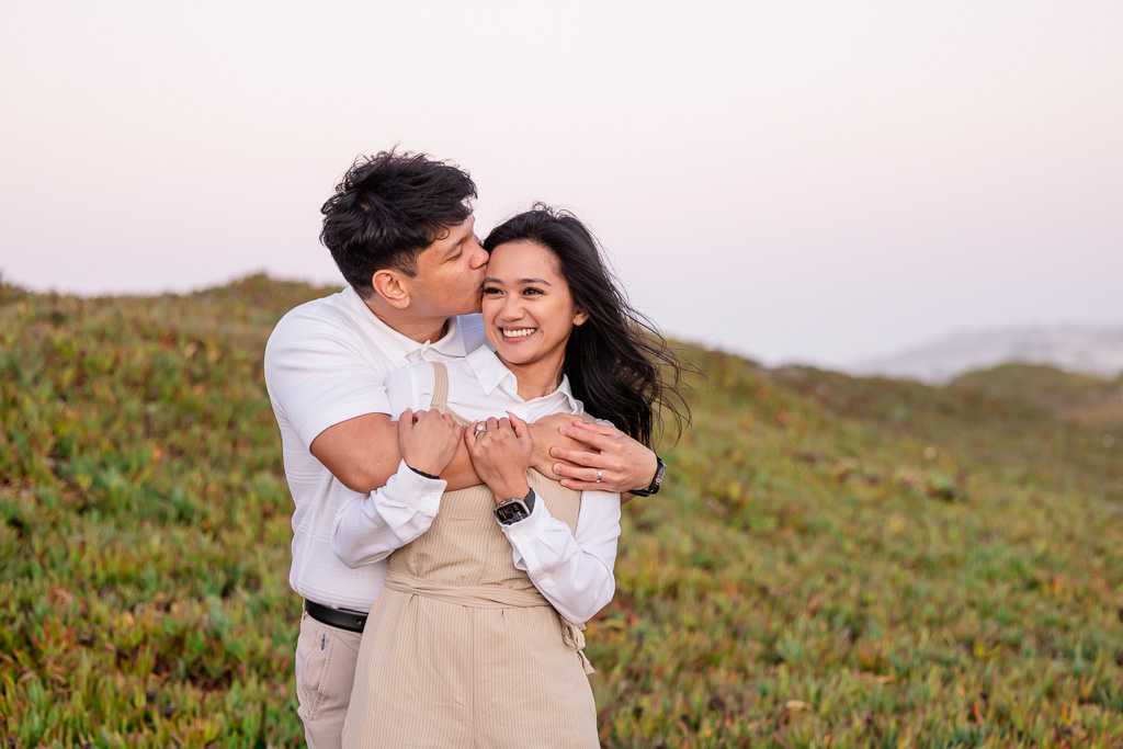 engagement photos on succulent field