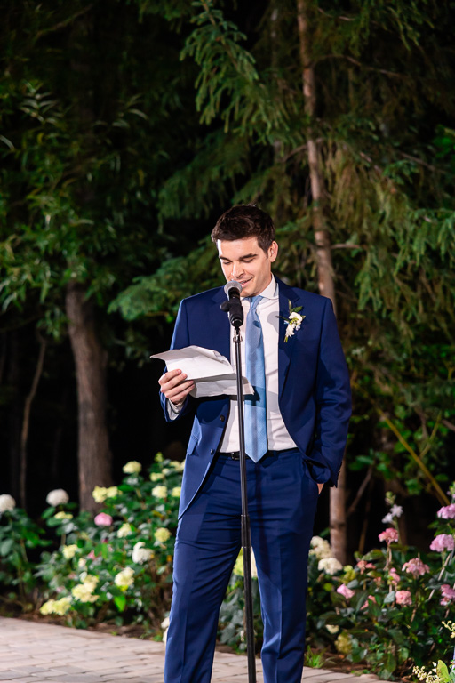 groomsman gives a wedding toast