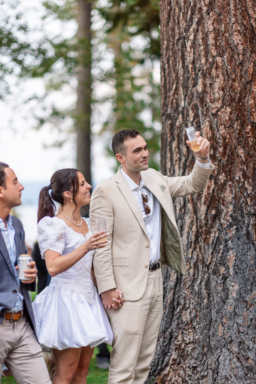 Bride and groom receiving a toast