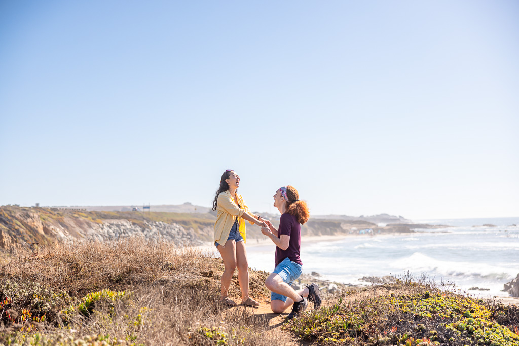 amazing reaction to surprise proposal at Pescadero State Beach